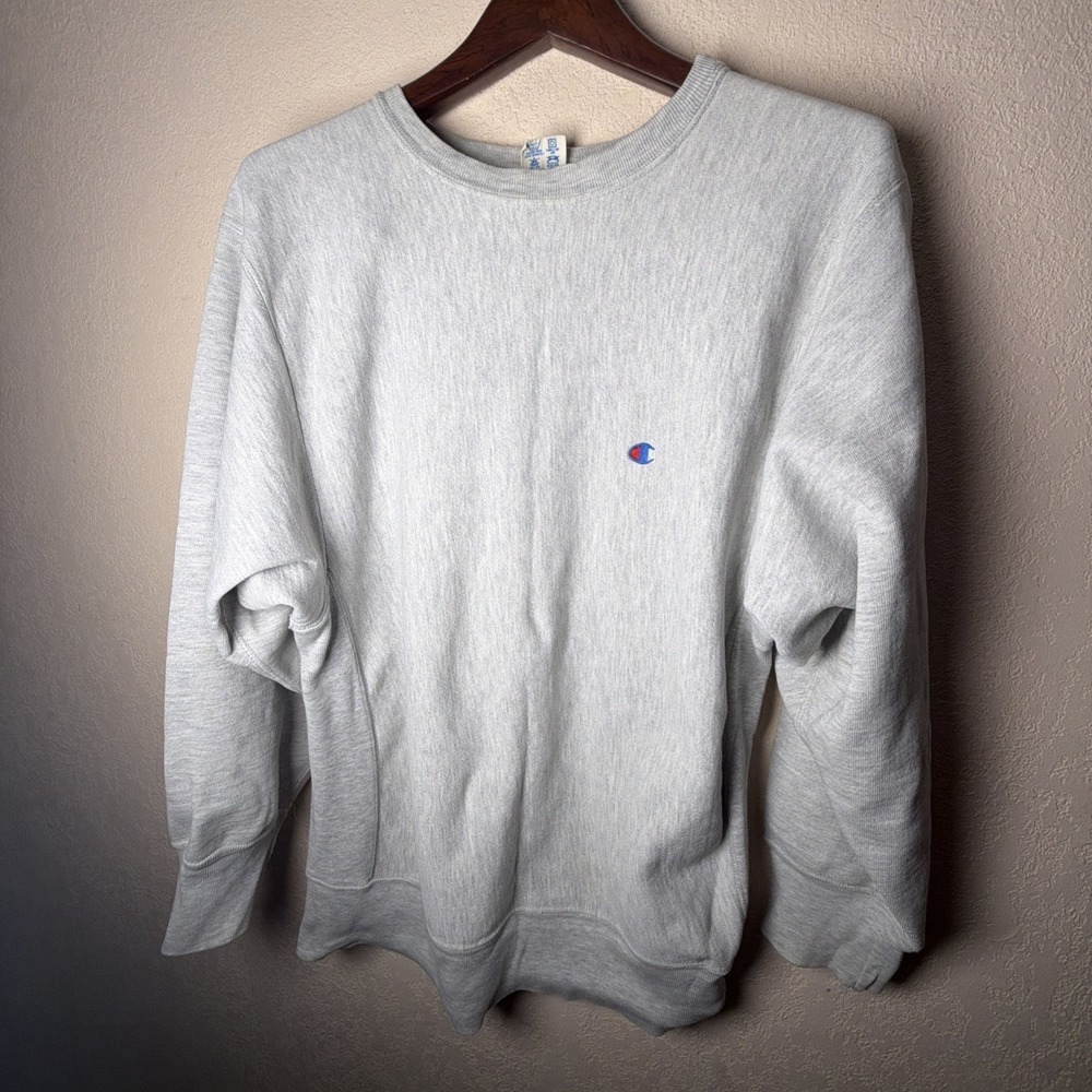 Vintage Champion Reverse Weave Crewneck Sweatshirt Heather Gray XLARGE